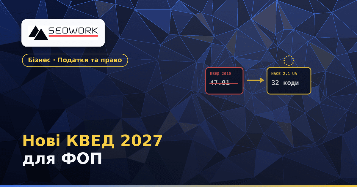 Нові КВЕД 2027 для ФОП: що зміниться з переходом на NACE 2.1 UA 1 Нові КВЕД 2027 для ФОП — перехід на європейську систему NACE 2.1 UA