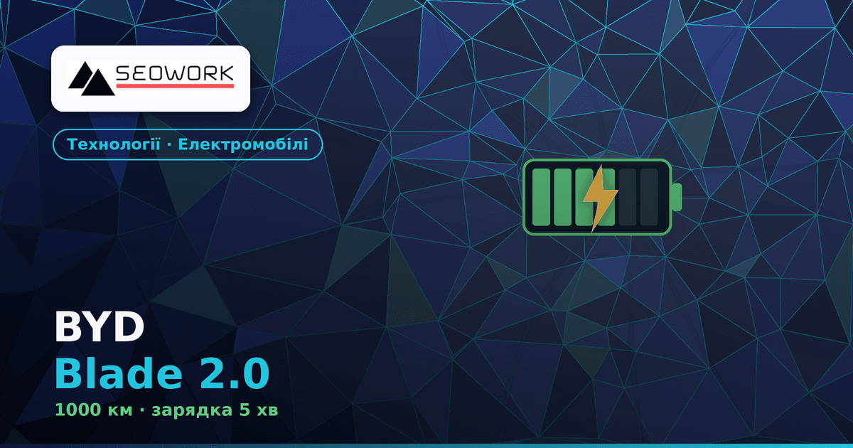 BYD Blade 2.0: батарея на 1000 км і зарядка за 5 хвилин 1 Акумулятор BYD Blade 2.0 — LFP-батарея на 1000 км із зарядкою за 5 хвилин