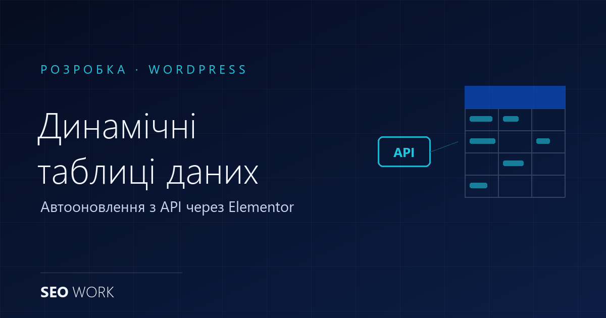 Динамічні таблиці даних на WordPress — автооновлення з API через Elementor