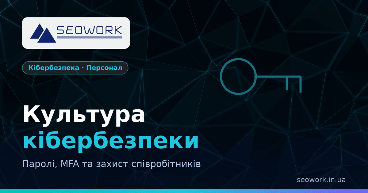 Кіберзахист співробітників: політики, паролі, MFA та культура безпеки 1 Культура кібербезпеки — навчання співробітників компанії
