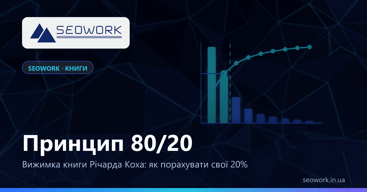 «Принцип 80/20» Річарда Коха: вижимка книги 1 Принцип 80/20 Річарда Коха: вижимка книги — спадні стовпці внеску і накопичена крива Парето