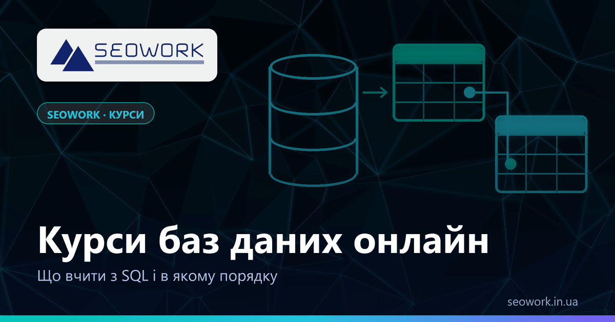Курси баз даних онлайн: порядок тем SQL — від реляційної моделі та SELECT до JOIN і віконних функцій
